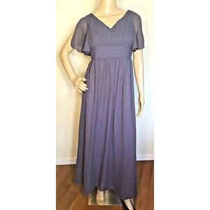 Azazie Juniors 14 Temeka A Lined Ruched Chiffon Dress Color Stormy Prom Wedding